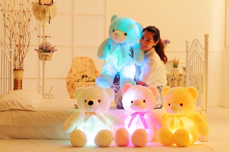 Creative Light Up LED Teddy Bear Stuffed Animals Plush Toy Colorful Glowing Christmas Gift For Kids Pillow - MyMobile