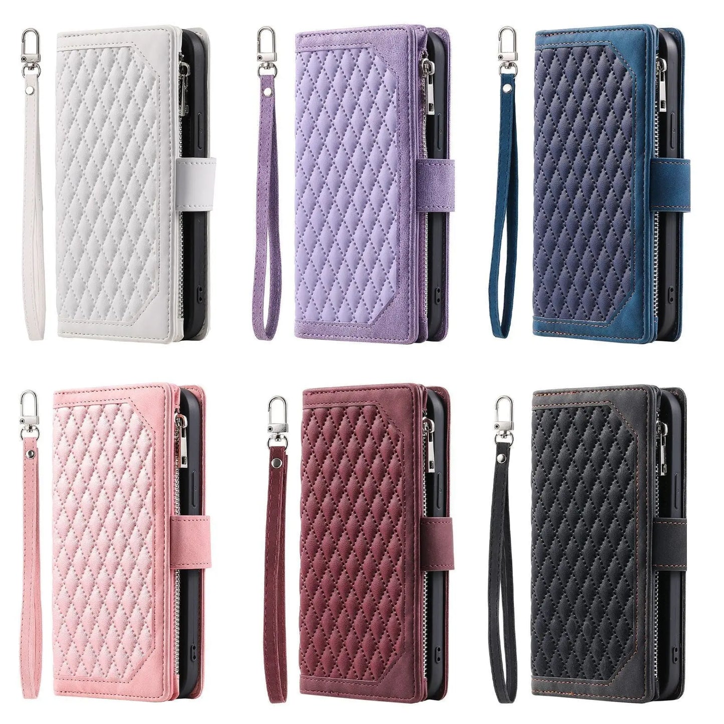 Crossbody Plaid Multi - functional Zipper Bag Mobile Phone Case For Samsung Galaxy S23 - MyMobile