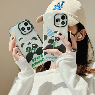 Cute Cartoon Mobile Phone Case Gnawing Bamboo Panda - MyMobile