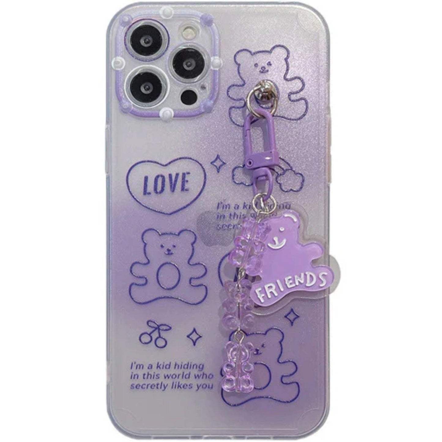 Cute Purple Transparent Bear Suitable Mobile Phone Case For iPhone 11, 12, 13 - MyMobile