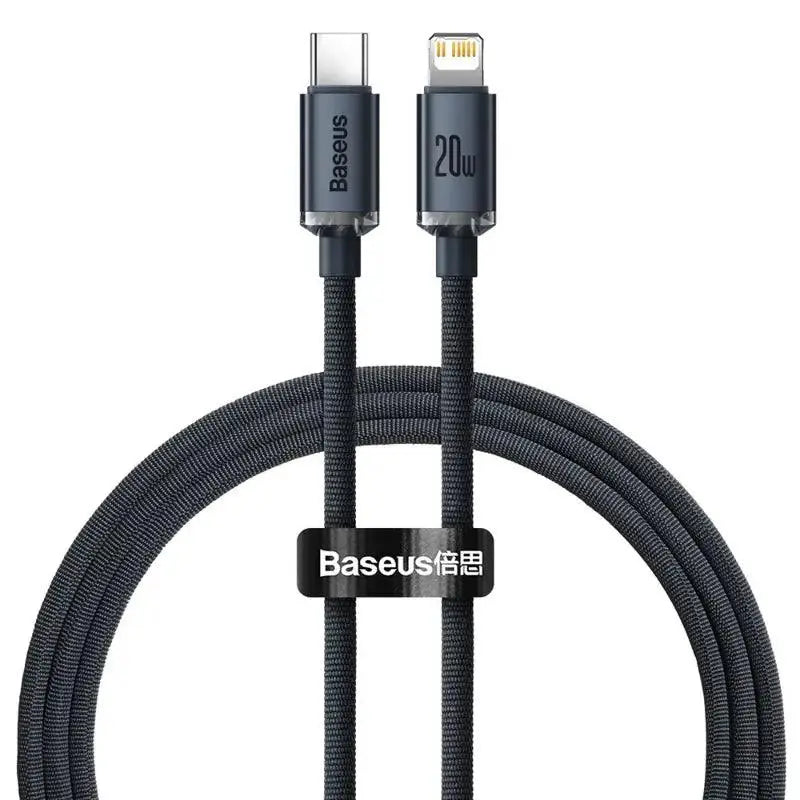 CW - FXP Baseus Crystal Shine Series Fast Charging Data Cable Type - C to iP 20W 1.2m - Black - MyMobile