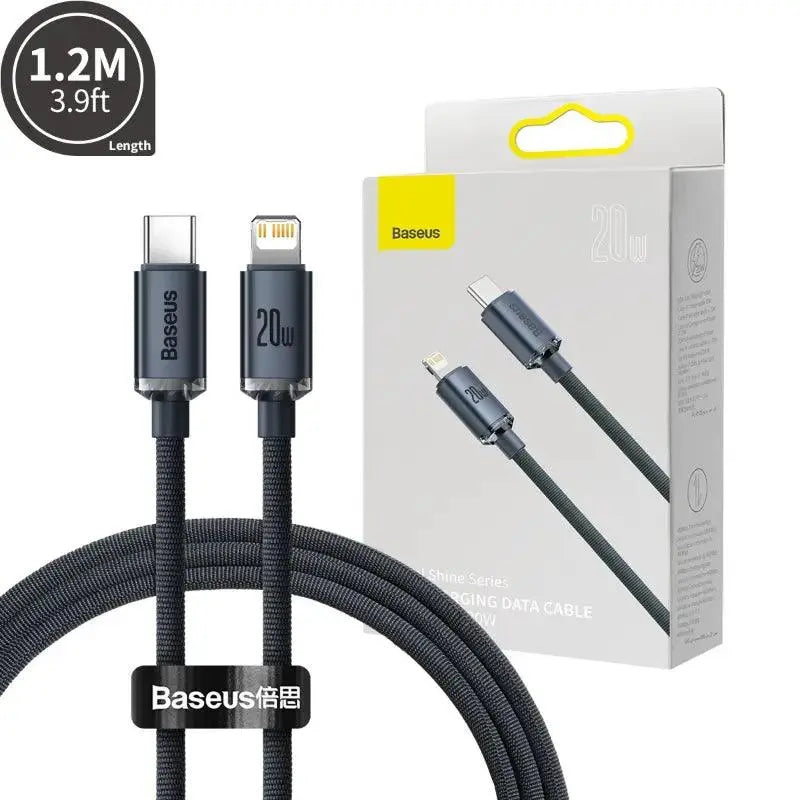 CW - FXP Baseus Crystal Shine Series Fast Charging Data Cable Type - C to iP 20W 1.2m - Black - MyMobile