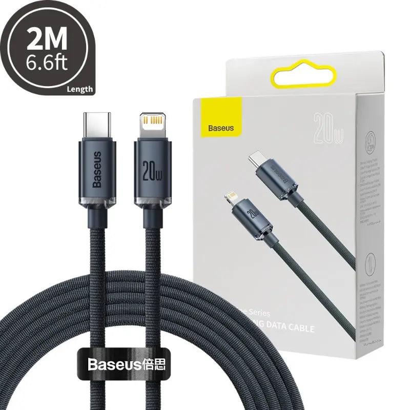 CW - FXP Baseus Crystal Shine Series Fast Charging Data Cable Type - C to iP 20W 2m - Black - MyMobile