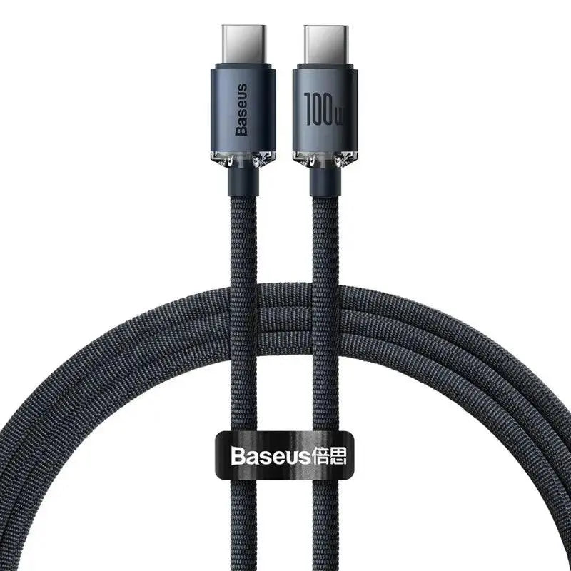 CW - FXP Baseus Crystal Shine Series Fast Charging Data Cable Type - C to Type - C 100W 1.2m - Black - MyMobile