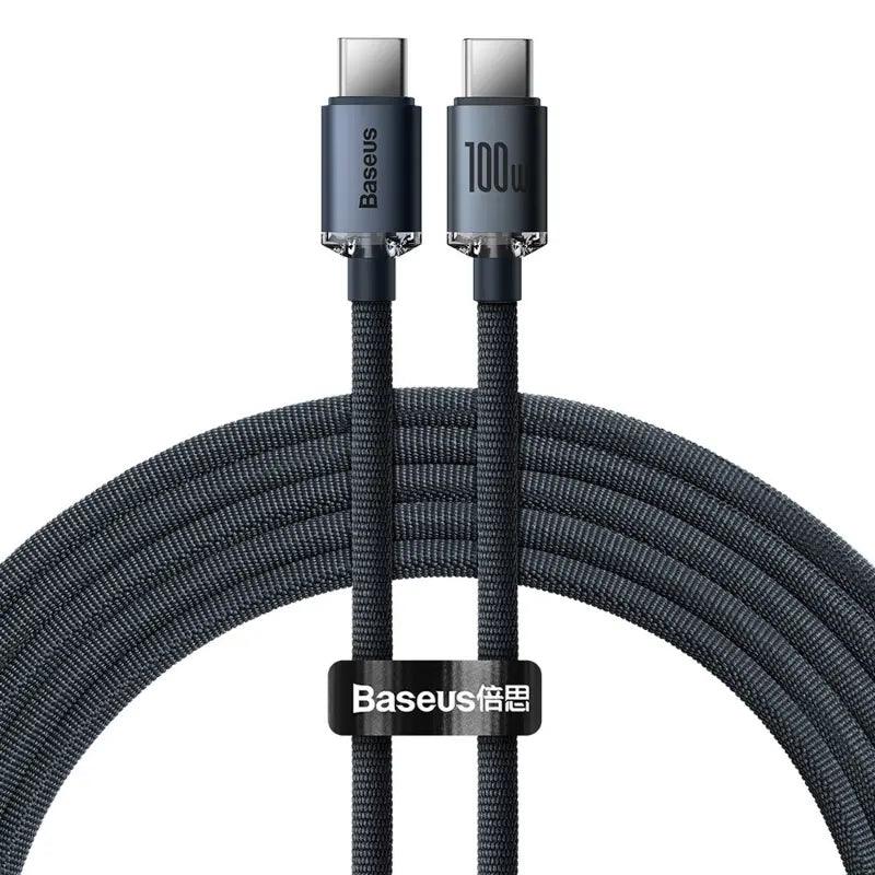 CW - FXP Baseus Crystal Shine Series Fast Charging Data Cable Type - C to Type - C 100W 2m - Black - MyMobile