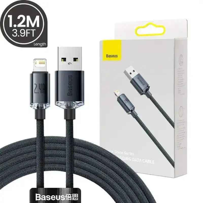 CW-FXP Baseus Crystal Shine Series Fast Charging Data Cable USB to iP 2.4A 1.2m-Black
