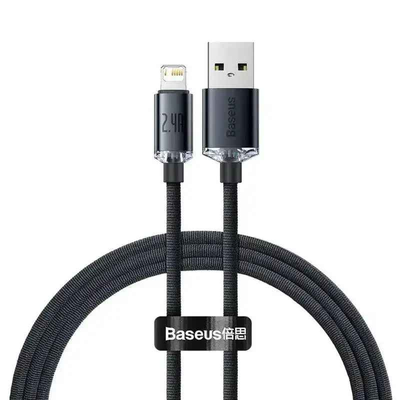 CW-FXP Baseus Crystal Shine Series Fast Charging Data Cable USB to iP 2.4A 1.2m-Black