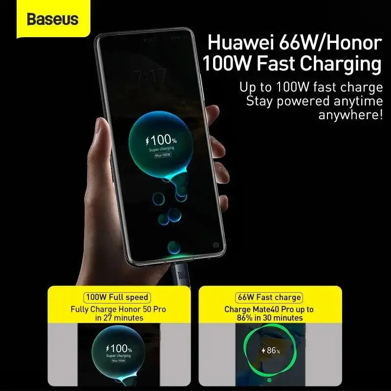 CW - FXP Baseus Crystal Shine Series Fast Charging Data Cable USB to Type - C 100W 1.2m - Black - MyMobile