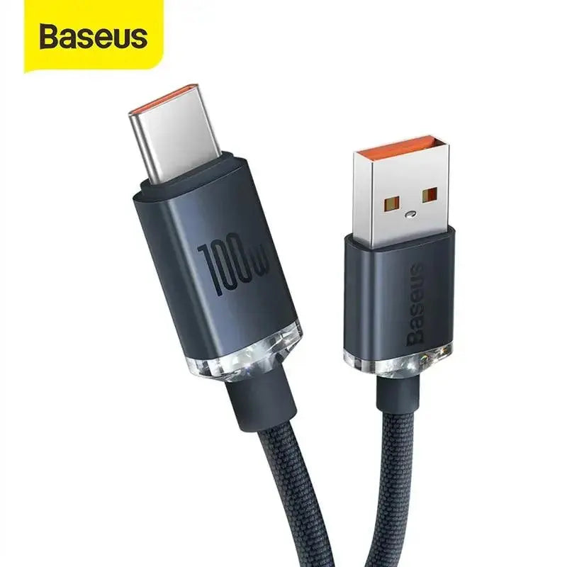 CW - FXP Baseus Crystal Shine Series Fast Charging Data Cable USB to Type - C 100W 1.2m - Black - MyMobile