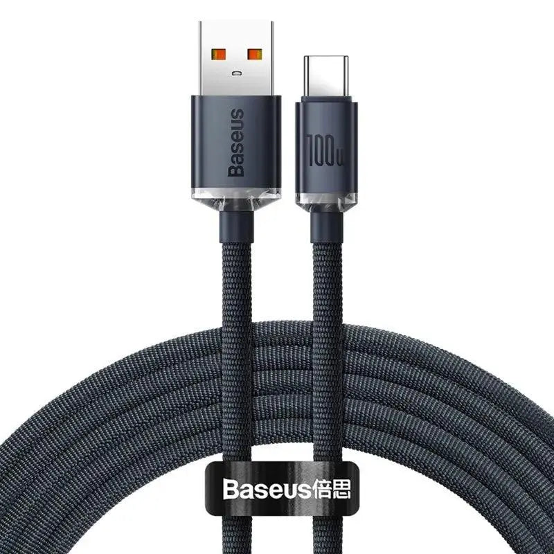 CW - FXP Baseus Crystal Shine Series Fast Charging Data Cable USB to Type - C 100W 2m - Black - MyMobile