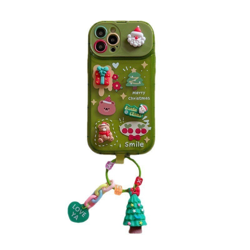 Plastic Christmas Stereo Doll Pendant Phone Case For iPhone 15