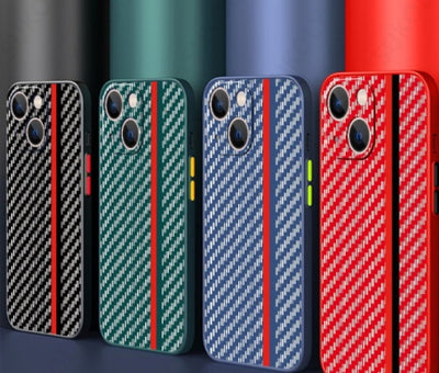 Carbon Fiber Patterned Anti Drop Phone Case For iPhone 15