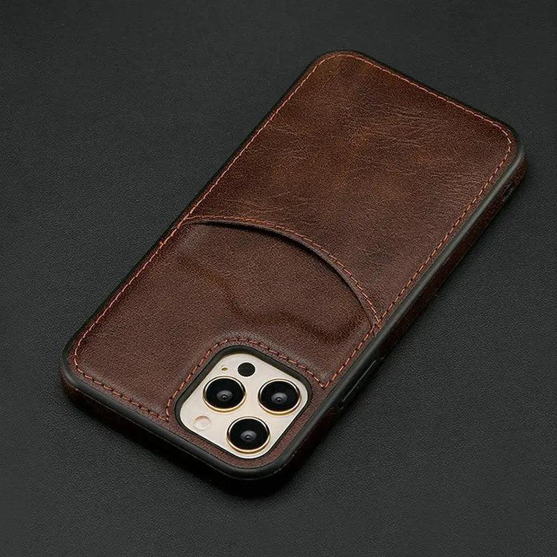 Card-inserting Leather Case Back Cover Type Protective Case - MyMobile