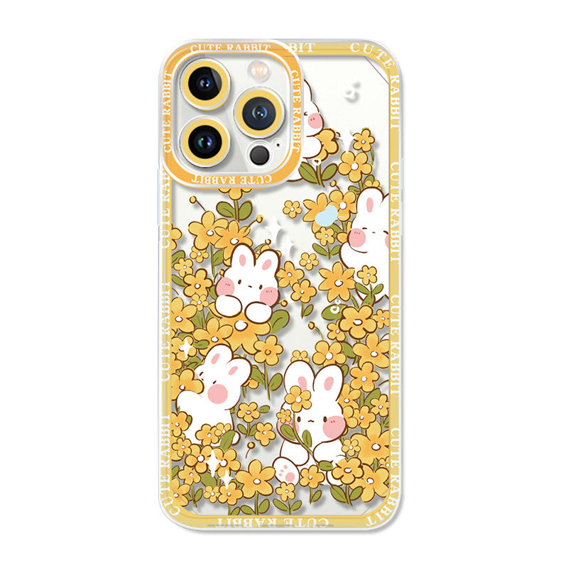 Flowers Rabbit Phone Case Protection Anti-fall For iPhone 15