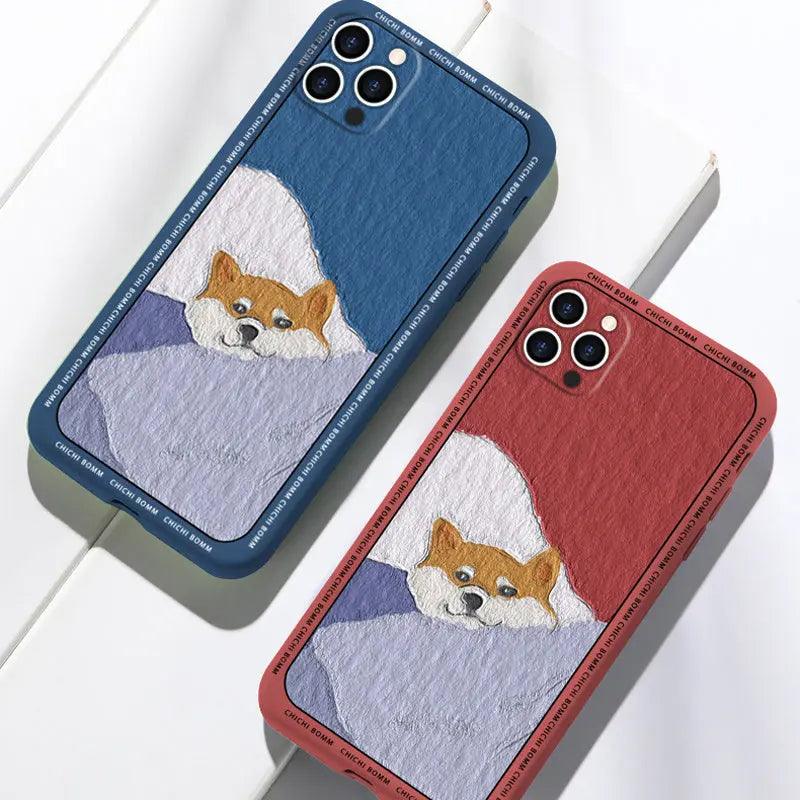 Oil Painting Shiba Inu Couple's Mobile Phone Case Online Only