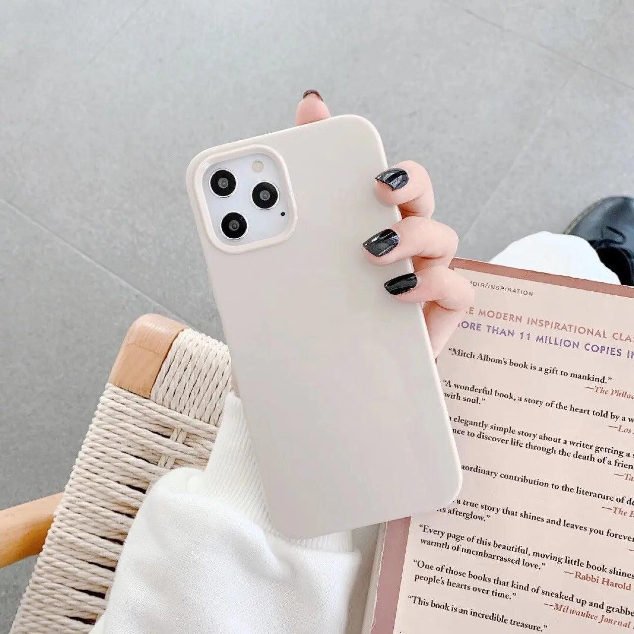 Simple Candy Color Glossy Soft Phone Case - MyMobile