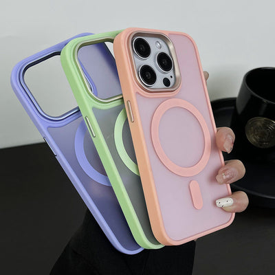 Frosted Magnetic Suction Large Hole Drop-resistant Phone Case For iPhone 15