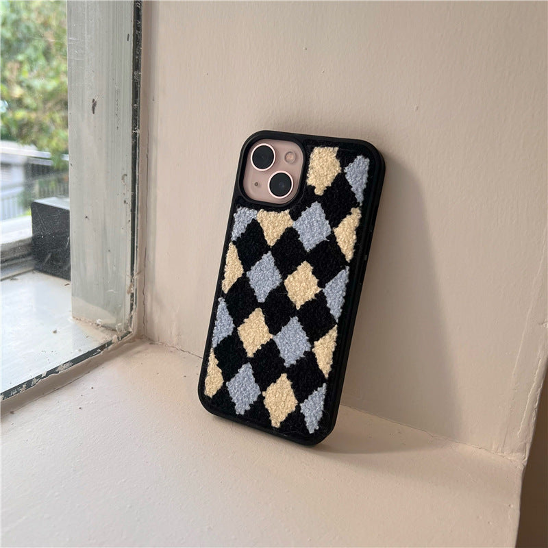 New Plush Rhombus Shockproof Mobile Phone Case - MyMobile