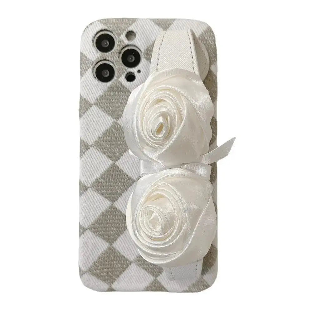 Diamond White Rose Wristband Phone Case - MyMobile