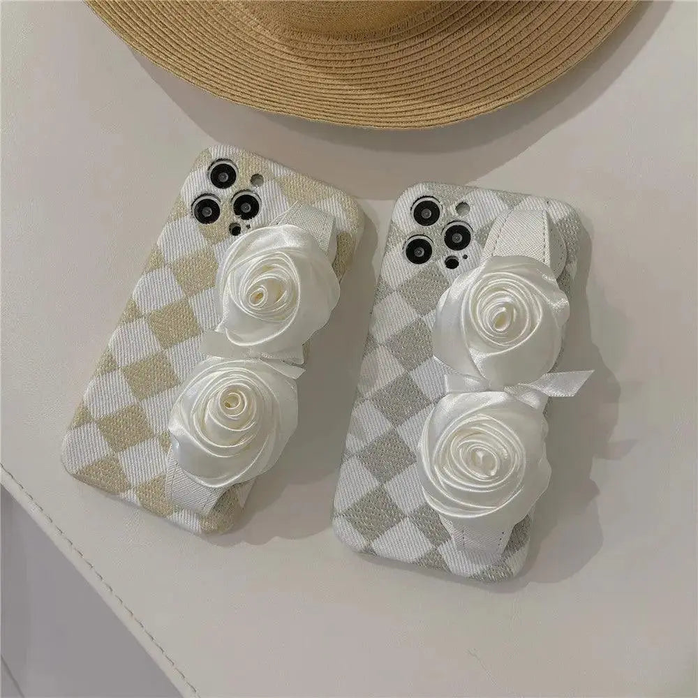 Diamond White Rose Wristband Phone Case - MyMobile