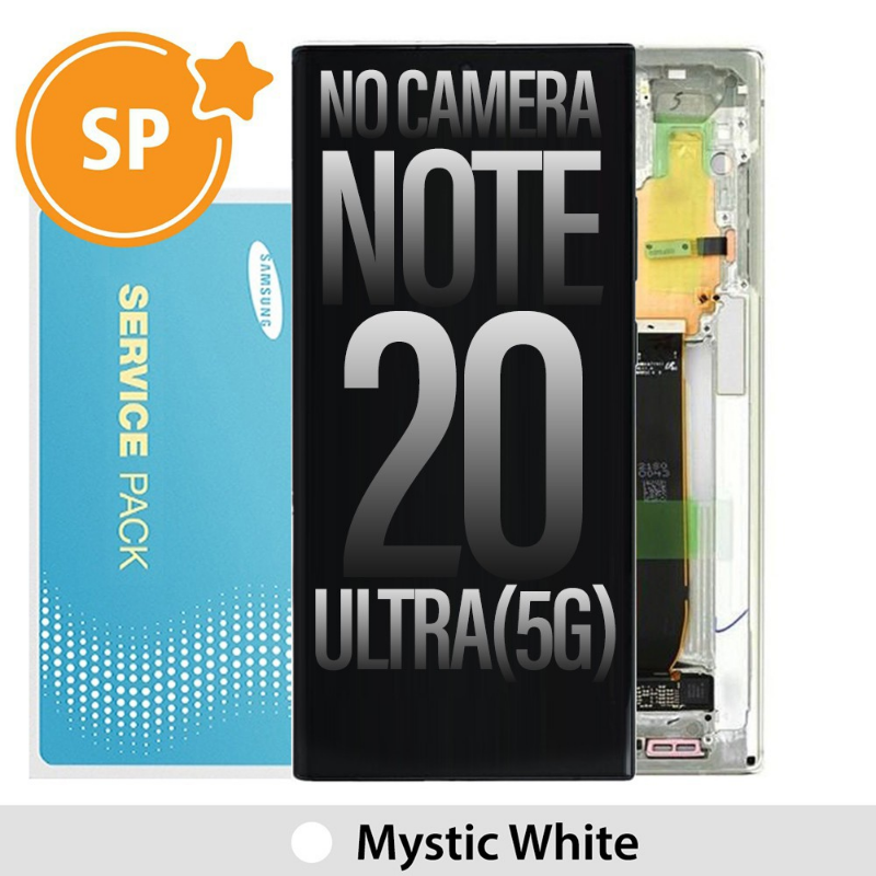 (Not Include Front Camera) Samsung Galaxy Note20 Ultra N985F 5G N986B OLED Screen Replacement Digitizer GH82-31453C (Service Pack)-Mystic White