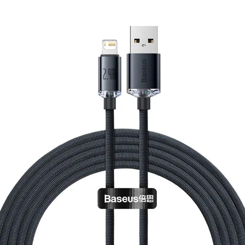 CW-FXP Baseus Crystal Shine Series Fast Charging Data Cable USB to iP 2.4A 2m-Black - MyMobile