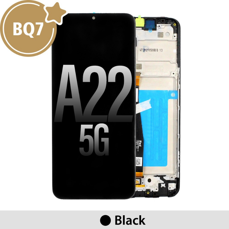 BQ7 Samsung Galaxy A22 5G A226B OLED Screen Replacement Digitizer with Frame-Black (As the same as service pack, but not from official Samsung)