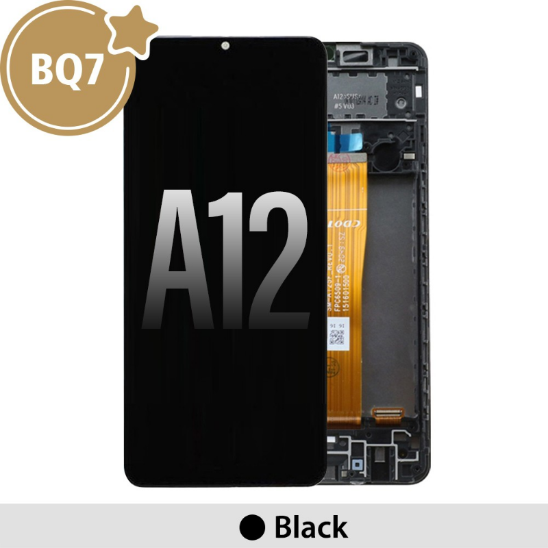 BQ7 Samsung Galaxy A12 A125 OLED Screen Replacement Digitizer with Frame-Black (As the same as service pack, but not from official Samsung) - MyMobile