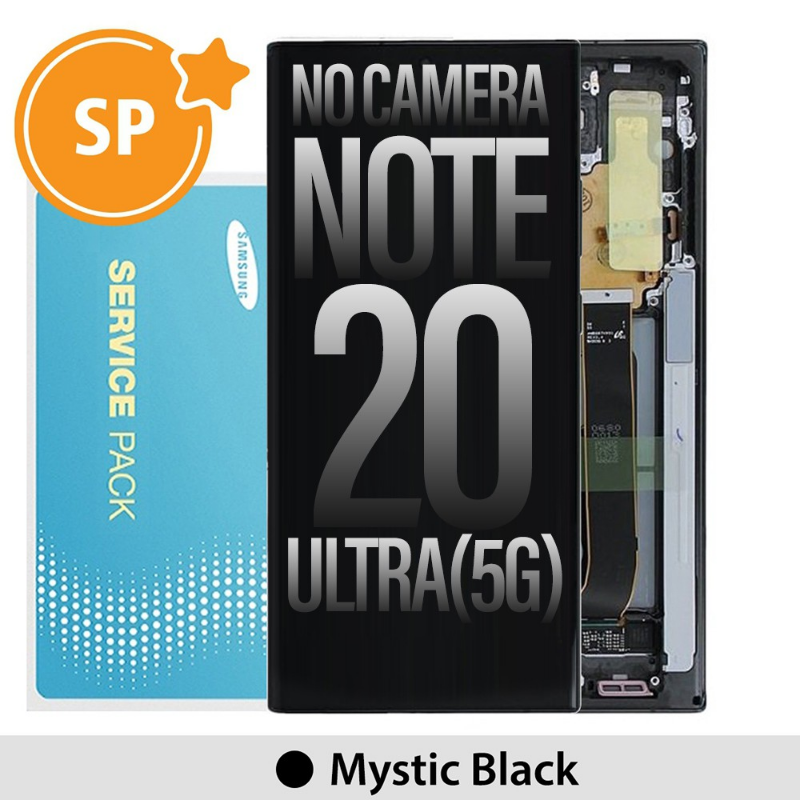 (Not Include Front Camera) Samsung Galaxy Note20 Ultra N985F 5G N986B OLED Screen Replacement Digitizer GH82-31453A (Service Pack)-Mystic Black