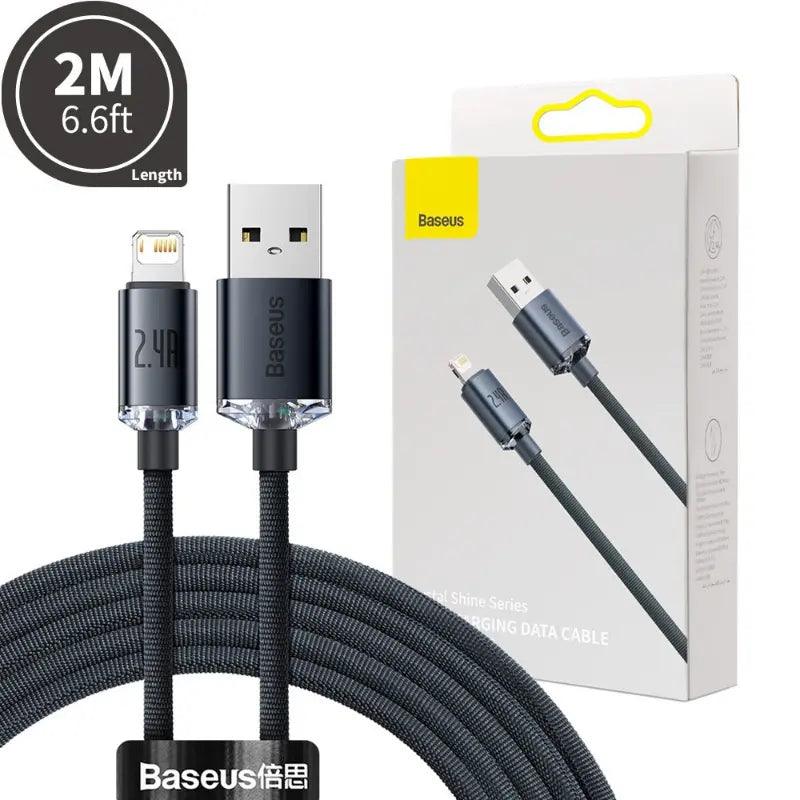 CW-FXP Baseus Crystal Shine Series Fast Charging Data Cable USB to iP 2.4A 2m-Black - MyMobile