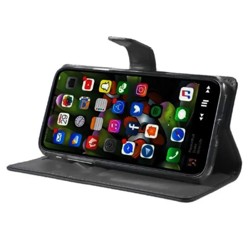 Mycase Leather Folder Iphone Xr 6.1 - Black - MyMobile