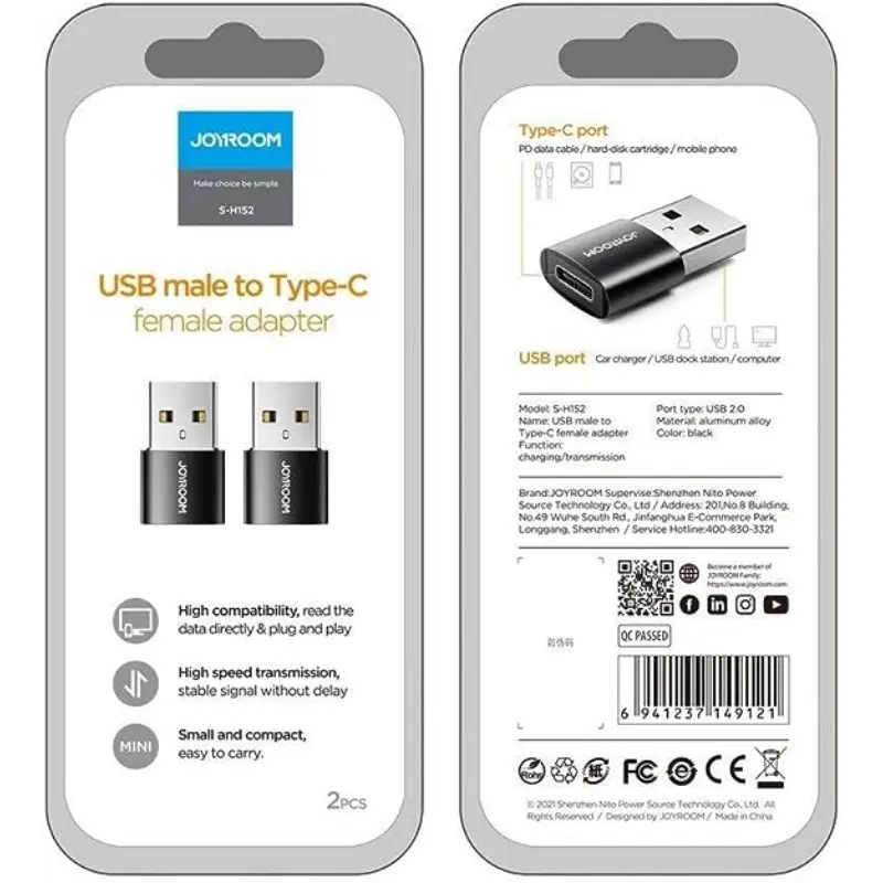 Joyroom - Usb Male To Type-c Female Adapter-2pcs - MyMobile