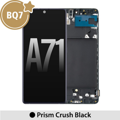 BQ7 Samsung Galaxy A71 A715F OLED Screen Replacement Digitizer with Frame-Prism Crush Black (As the same as service pack, but not from official Samsung) - MyMobile