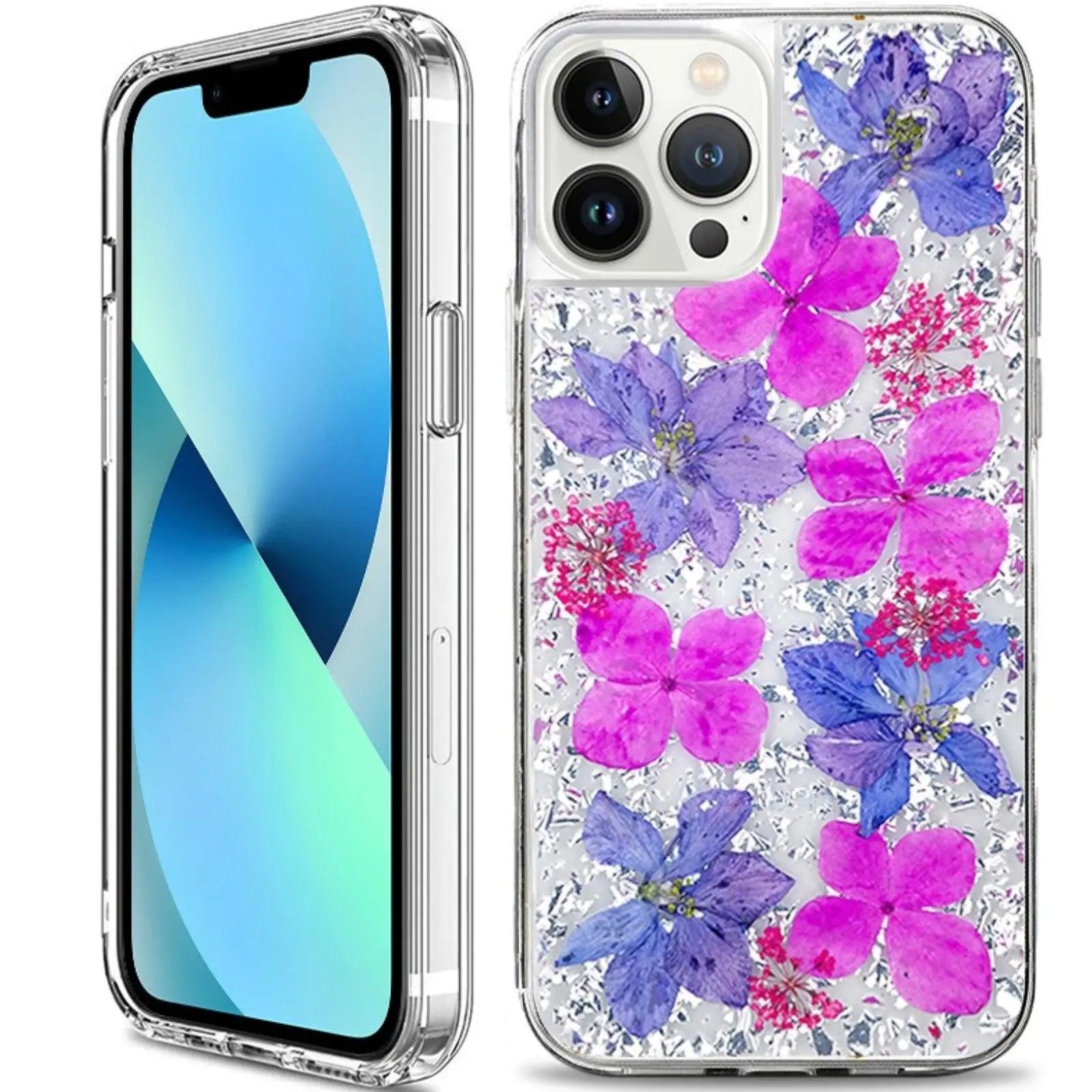 Dried Flower Bling Foil Case Cover For Iphone 14 Pro - MyMobile