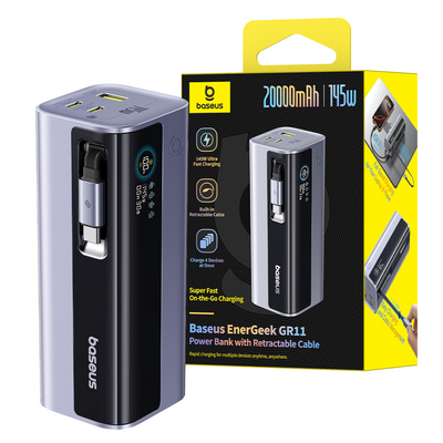 Baseus EnerGeek GR11 Power Bank With Retractable Cable 20,000mAh 145W