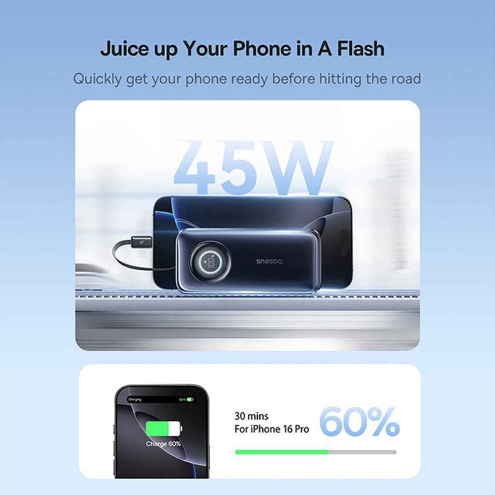 Baseus EnerCore CR11 Power Bank With Retractable Cable 10,000mAh 45W