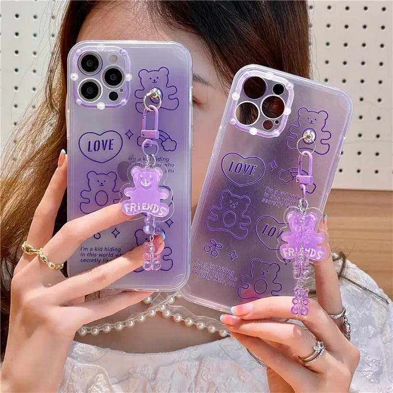 Cute Purple Transparent Bear Suitable Mobile Phone Case Online Only