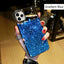 European And American Punk Gradient Rhinestone Makeup Mirror Phone Case For iPhone 14