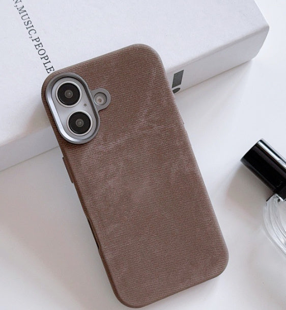 Flannel Magnetic Leather Phone Case For iPhone 16