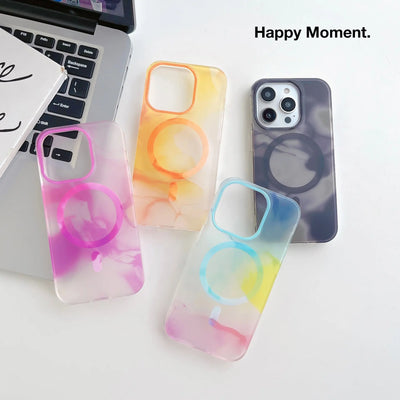 Watercolor Magnetic Transparent Simple Mobile Phone Case Online Only