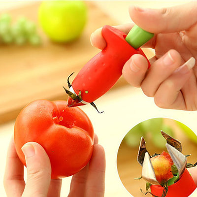 Strawberry Stem Remover Metal Plastic Fruit Leaf Remover Tomato Stalks Strawberry Knife Stem Remover Gadget Kitchen Cooking Tool