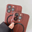 Lens Film Anti-fall Wood Grain Magnetic Wireless Phone Case For iPhone 16