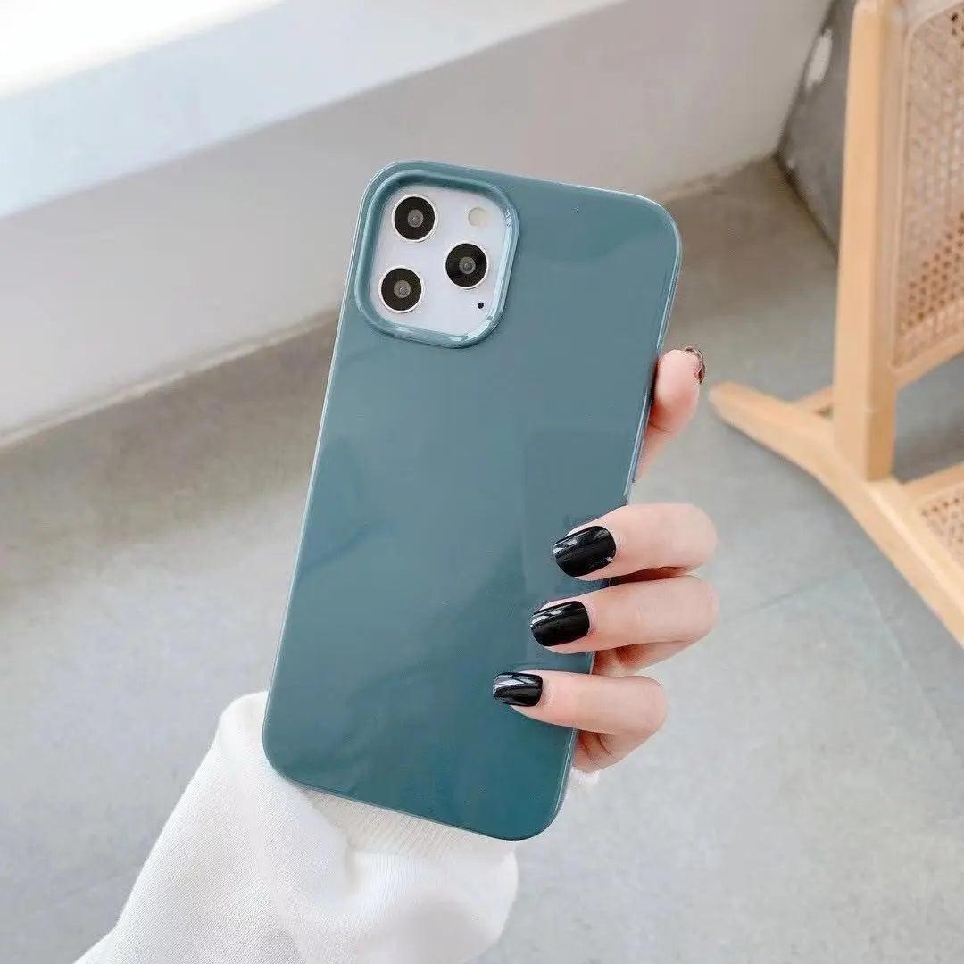 Simple Candy Color Glossy Soft Phone Case - MyMobile