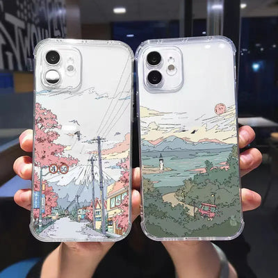 Transparent Mobile Phone Case With Mountain Illustration Online Only