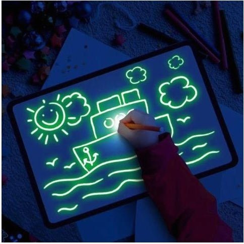 Educational Toy Drawing Pad 3D Magic 8 Light Effects Puzzle Board Sketchpad For Kids & Children - MyMobile