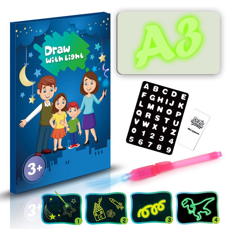 Educational Toy Drawing Pad 3D Magic 8 Light Effects Puzzle Board Sketchpad For Kids & Children - MyMobile