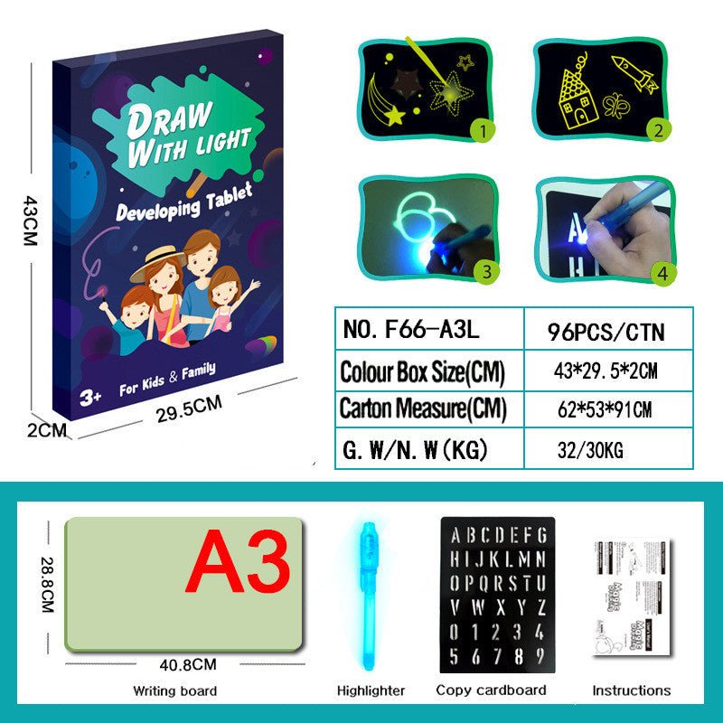 Educational Toy Drawing Pad 3D Magic 8 Light Effects Puzzle Board Sketchpad For Kids & Children - MyMobile