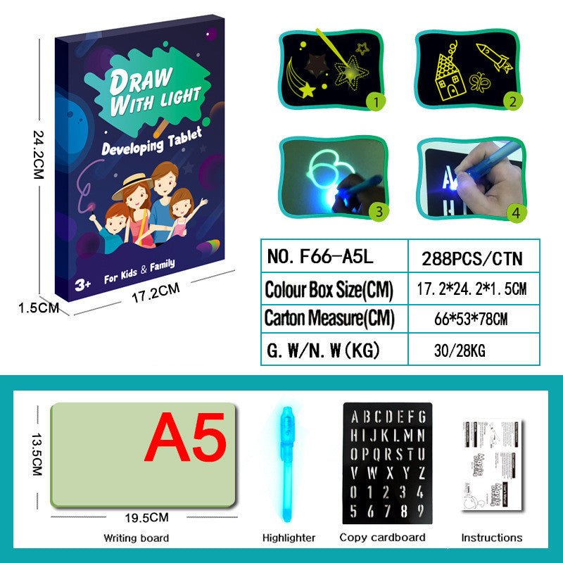 Educational Toy Drawing Pad 3D Magic 8 Light Effects Puzzle Board Sketchpad For Kids & Children - MyMobile