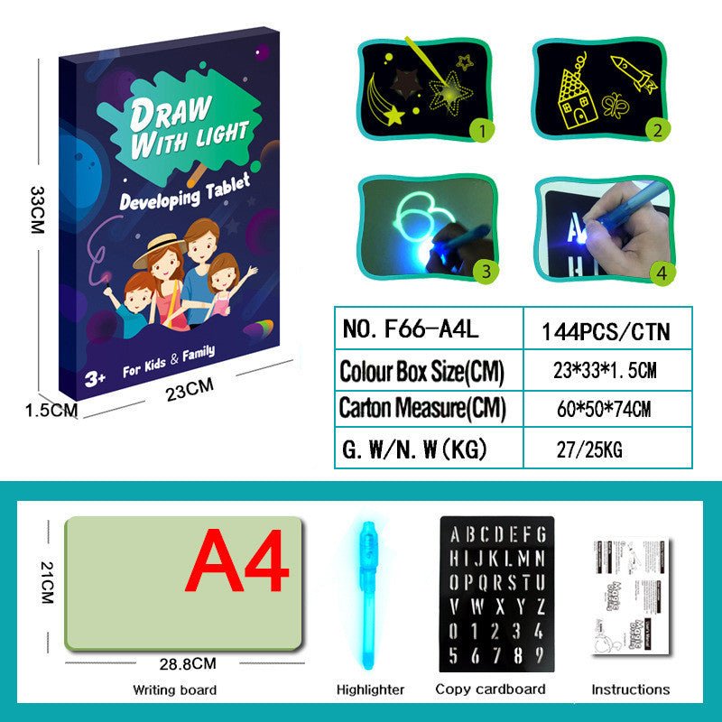 Educational Toy Drawing Pad 3D Magic 8 Light Effects Puzzle Board Sketchpad For Kids & Children - MyMobile