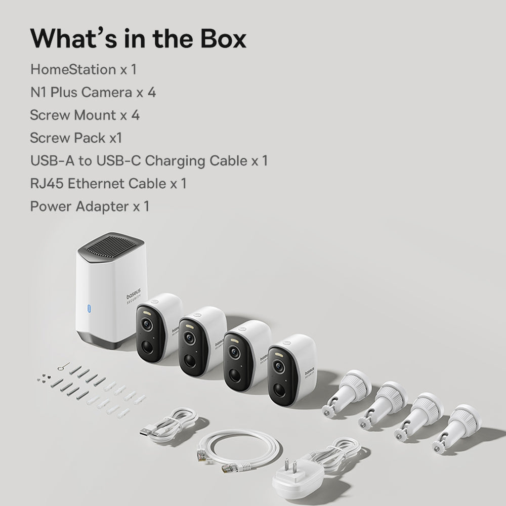 Baseus Security N1 Plus Series Outdoor Camera 2K 4-Cam Kit